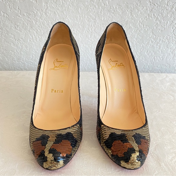 Christian Louboutin Leopard Print Sequins Pumps - Picture 11 of 12